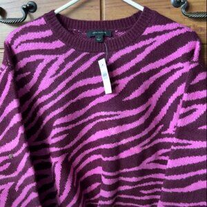 NWT LOFT Zebra Sweater pink/burgundy
